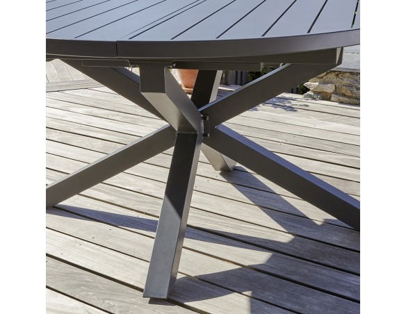 Table de jardin PELOSA (145/199X145 cm) en aluminium avec rallonge papillon - GRIS ANTHRACITE