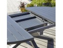 Table de jardin PELOSA (145/199X145 cm) en aluminium avec rallonge papillon - GRIS ANTHRACITE