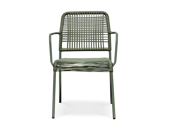 Fauteuil de jardin empilable MARCEAU en corde et acier - OLIVE