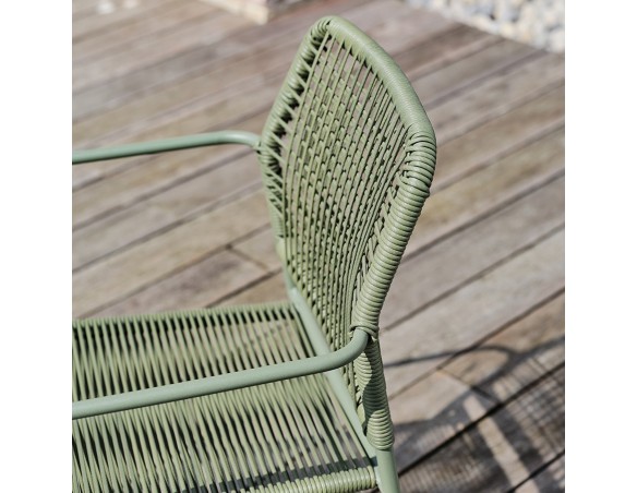 Fauteuil de jardin empilable MARCEAU en corde et acier - OLIVE