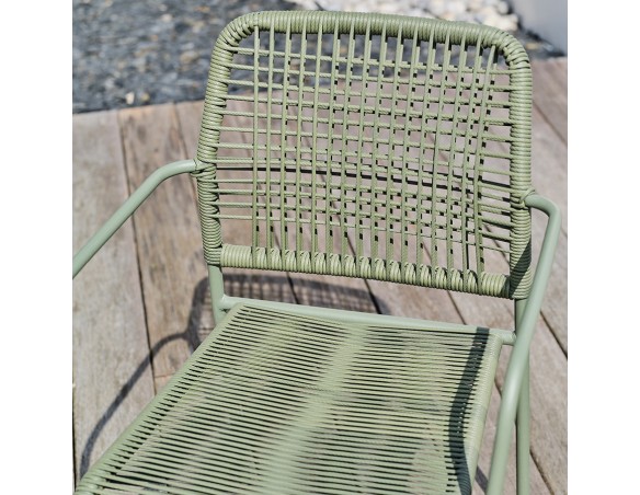 Fauteuil de jardin empilable MARCEAU en corde et acier - OLIVE
