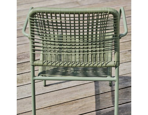 Fauteuil de jardin empilable MARCEAU en corde et acier - OLIVE