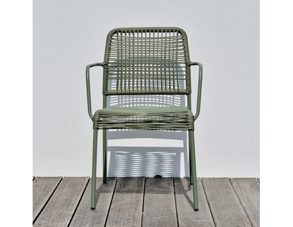 Fauteuil de jardin empilable MARCEAU en corde et acier - OLIVE