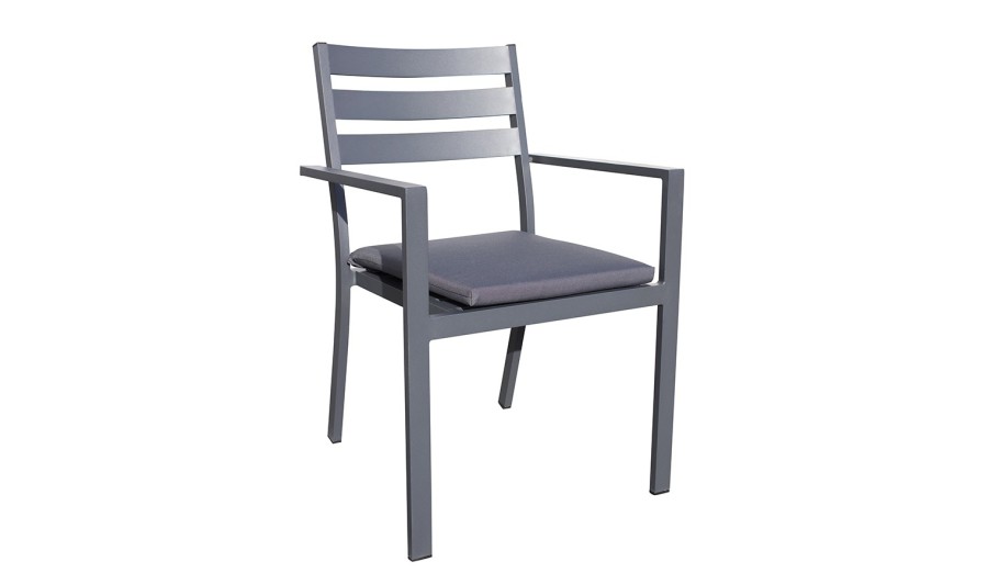 Fauteuil de jardin empilable PELOSA en aluminium - GRIS ANTHRACITE