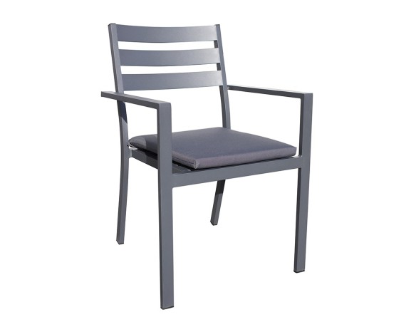 Fauteuil de jardin empilable PELOSA en aluminium - GRIS ANTHRACITE
