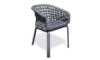 Fauteuil de jardin CAMARGUE en corde tissée et aluminium - GRIS ANTHRACITE