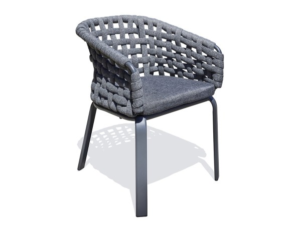 Fauteuil de jardin CAMARGUE en corde tissée et aluminium - GRIS ANTHRACITE