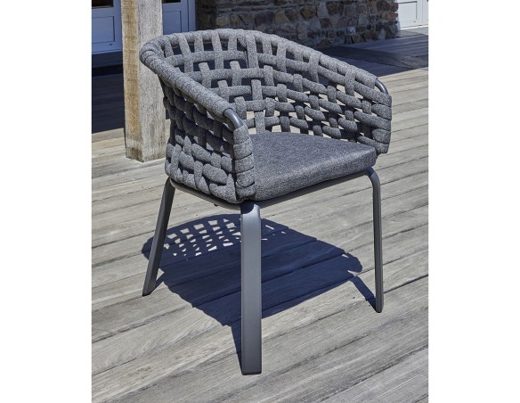 Fauteuil de jardin CAMARGUE en corde tissée et aluminium - GRIS ANTHRACITE