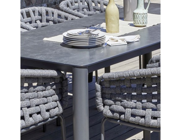 Table de jardin CAMARGUE (220x100 cm) en aluminium et plateau céramique - GRIS ANTHRACITE
