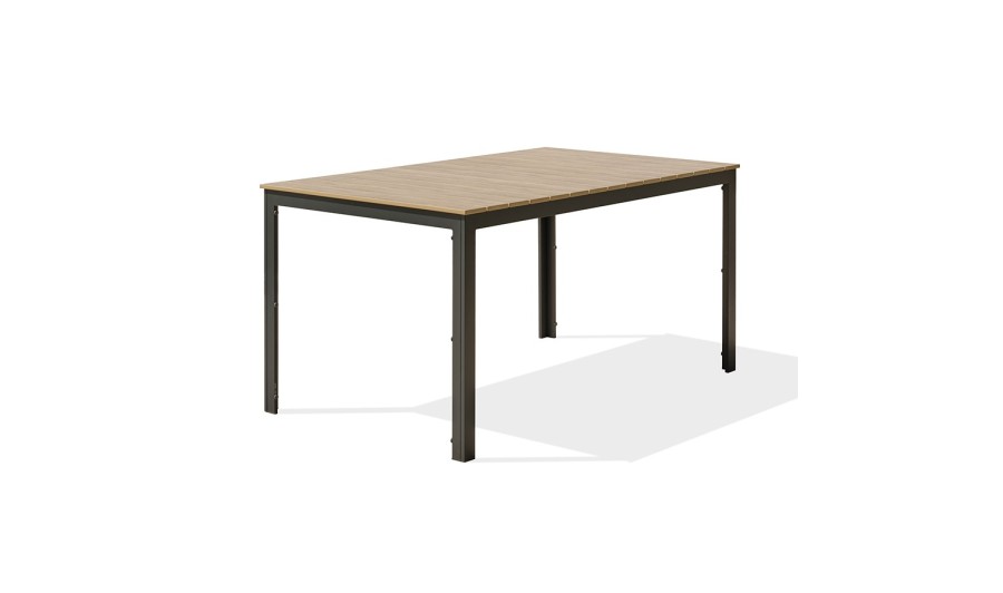 Table de jardin 6 places -Aluminium et polywood imitation bois - Boston