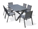 Ensemble repas de jardin 6 places gris anthracite avec table extensible - FLORIDE