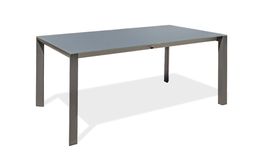 Table de jardin extensible aluminium et verre anthracite - Honfleur