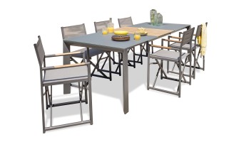 Salon de jardin extensible 6 fauteuils pliants - Honfleur