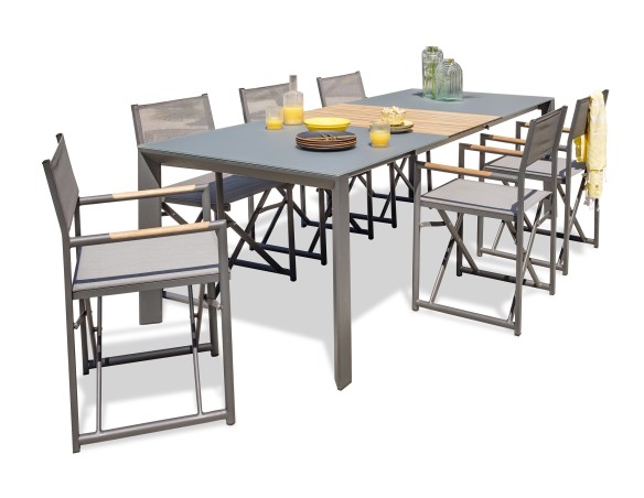 Salon de jardin extensible 6 fauteuils pliants - Honfleur