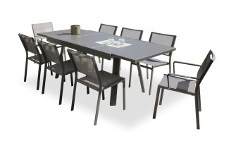 Ensemble de jardin avec rallonge 8 places anthracite - Stockholm
