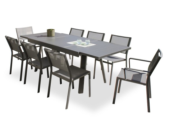 Ensemble de jardin avec rallonge 8 places anthracite - Stockholm