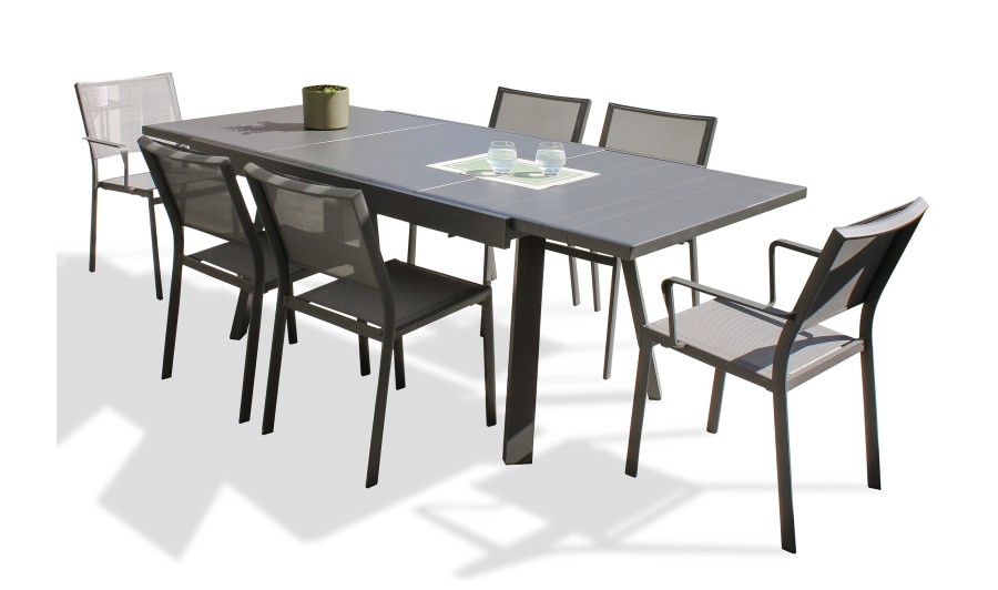 Salon de jardin avec rallonge 6 places - Stockholm