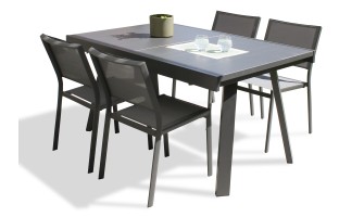 Ensemble table à rallonge et 4 chaises en aluminium - Stockholm