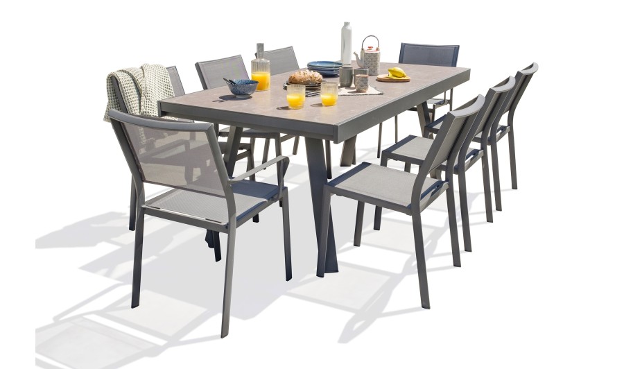 Salon de jardin avec rallonge en céramique - Stockholm