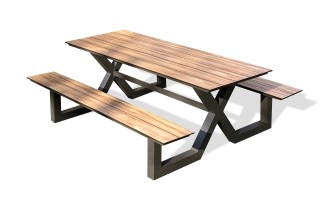 Table forestière moderne aluminium et bois - Vancouver