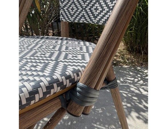 BISTRO - Ensemble repas de jardin 2 places en acier et plateau terrazzo - bleu 60 cm