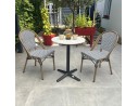 BISTRO - Ensemble repas de jardin 2 places en acier et plateau terrazzo - bleu 60 cm