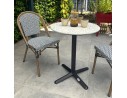 BISTRO - Ensemble repas de jardin 2 places en acier et plateau terrazzo - bleu 60 cm