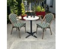 BISTRO - Ensemble repas de jardin 2 places en acier et plateau terrazzo - vert 60 cm