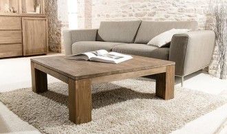 Table basse carrée en teck recyclé