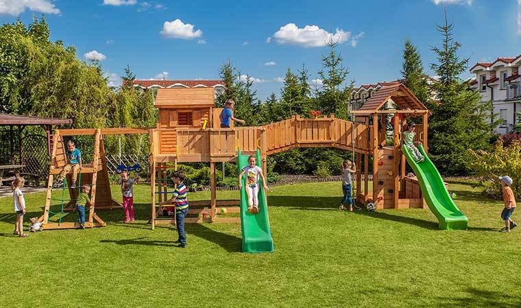 Grande aire de jeux de jardin pour enfants en bois massif