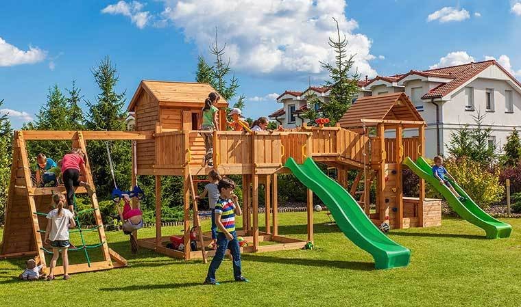 Grande aire de jeux de jardin pour enfants en bois massif