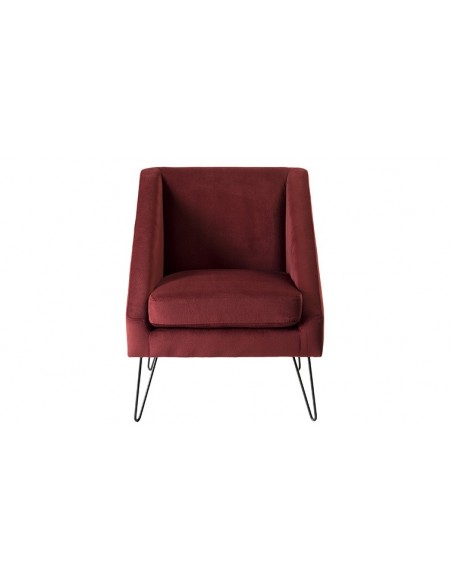 Fauteuil velours bordeaux et métal