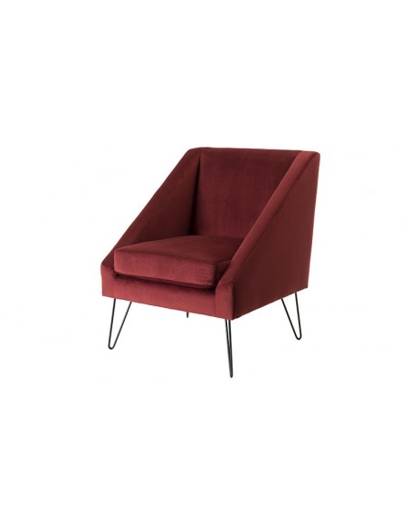 Fauteuil velours bordeaux et métal