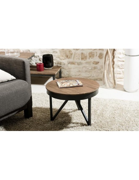 Table d'appoint ronde en teck