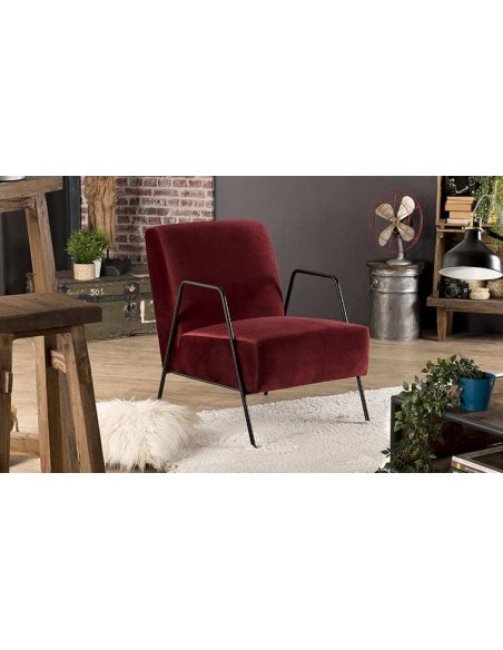 Fauteuil salon tissu bordeaux