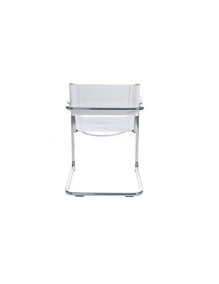 chaise de bureau en metal et cuir blanc