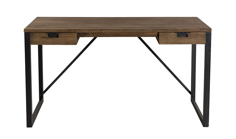 Bureau 140 cm style industriel effet bois grège