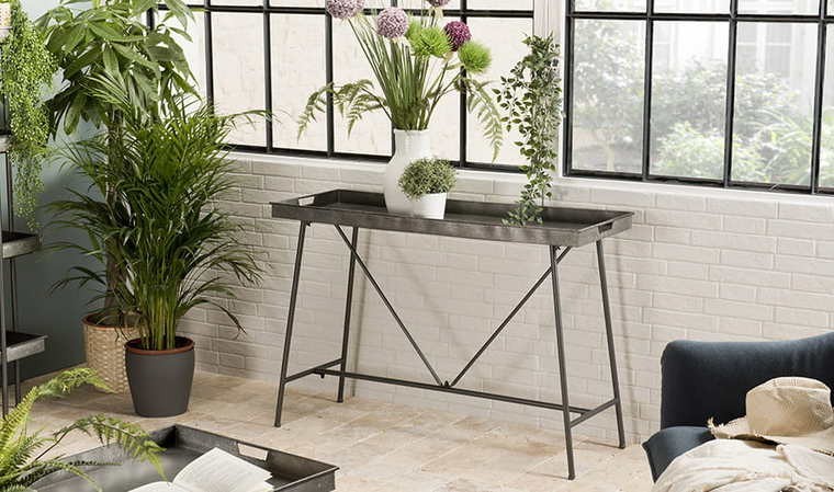 console metal pour plantes