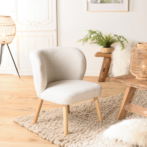 fauteuil tissu bouclette scandinave