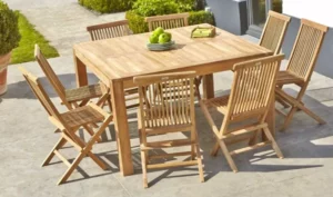 Salon de jardin en teck avec 8 chaises