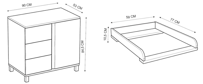 taille commode bébé