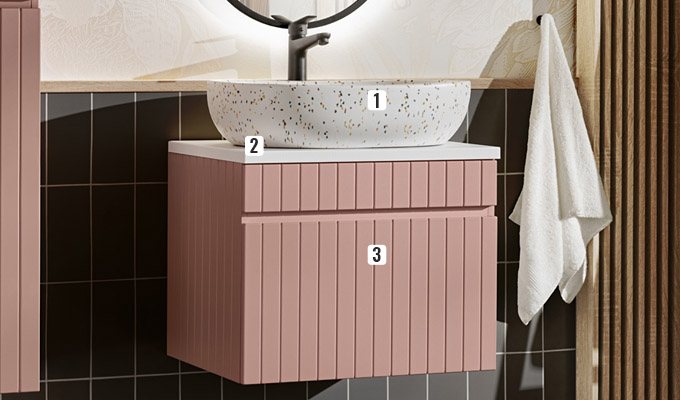 Meuble rose vasque terrazzo Arezzo