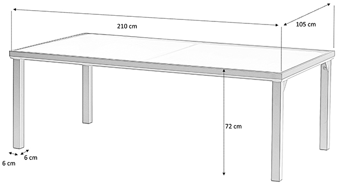 Dimensions table blacksun