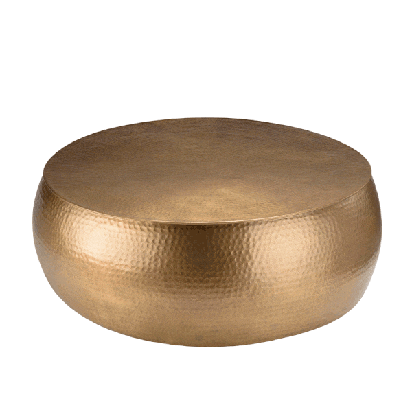 Table basse ronde aluminium doré
