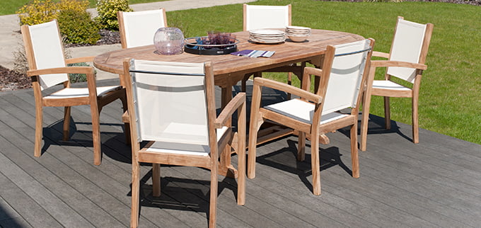 mobilier jardin blanc en teck