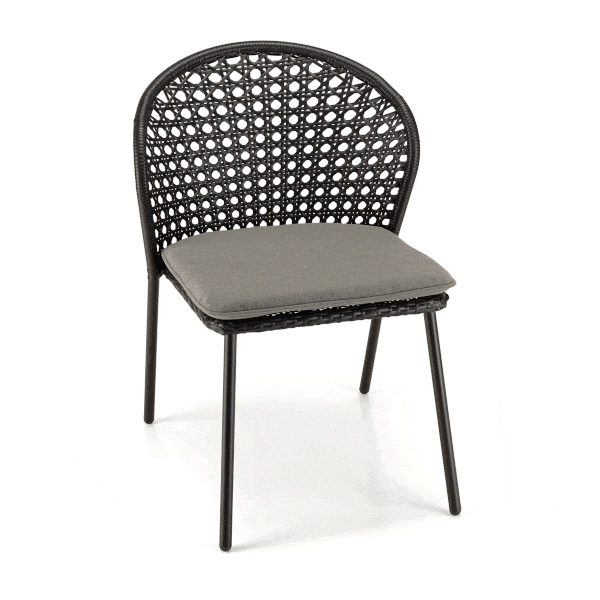 Set 2 chaises rotin synthétique noir