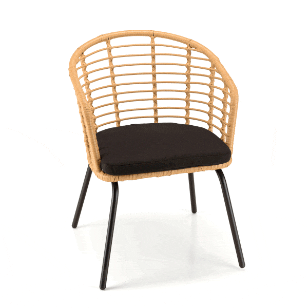 Fauteuil rotin synthétique beige 