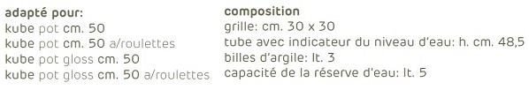 reserve eau pour pot kube carré