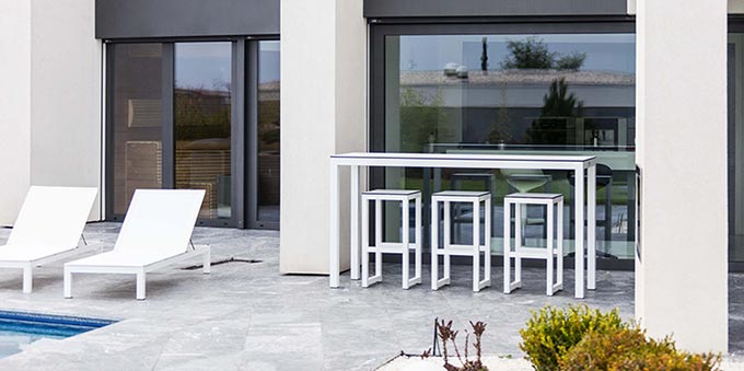 Table bar de jardin blanc design