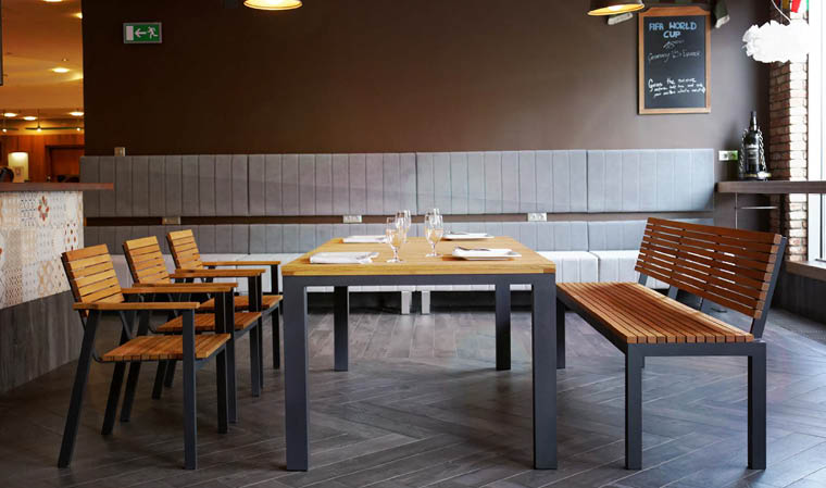 Banc de jardin en bois et aluminium avec dossier